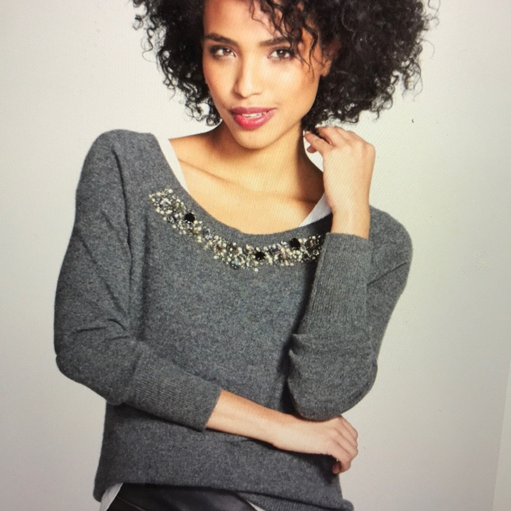 Embellished Neck Cashmere Sweater